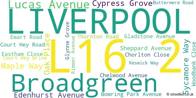 A word cloud for the L16 2 postcode